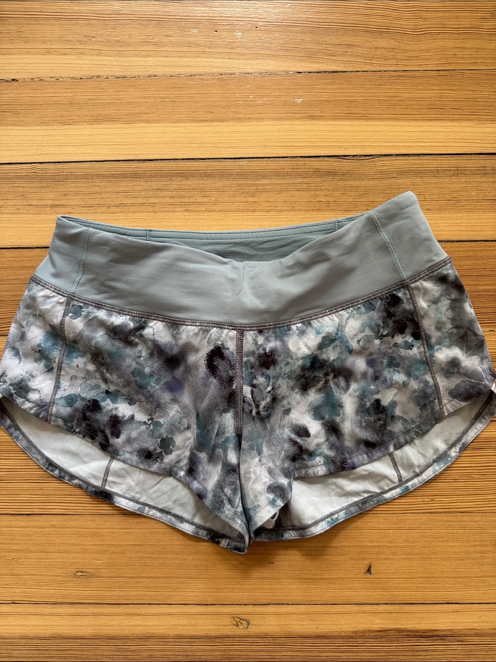 lululemon athletica Gray Floral-Print Athletic Shorts